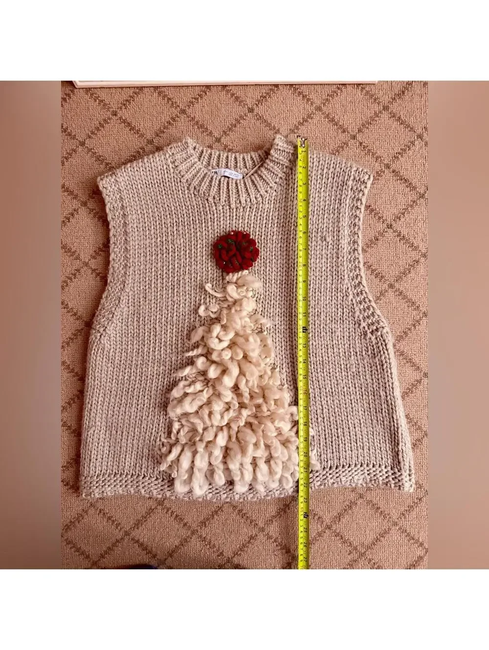 Zara Embroidered and Embellished Christmas tree Knit Holiday vest M - Picture 6 of 13